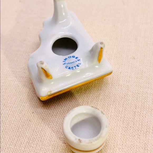 Vtg “Limoges Castel France” hand painted couple porcelain mini piano & stool - Picture 8 of 8